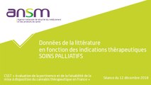 Données de la littérature en fonction des indications thérapeutiques: les soins palliatifs