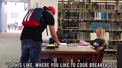 Crazy cam cooking in public library
