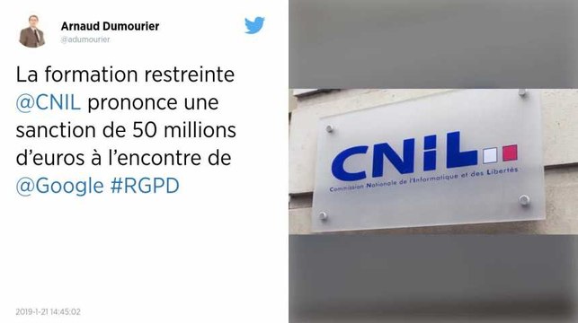 Données personnelles. La Cnil inflige une amende record de 50 millions d'euros à Google