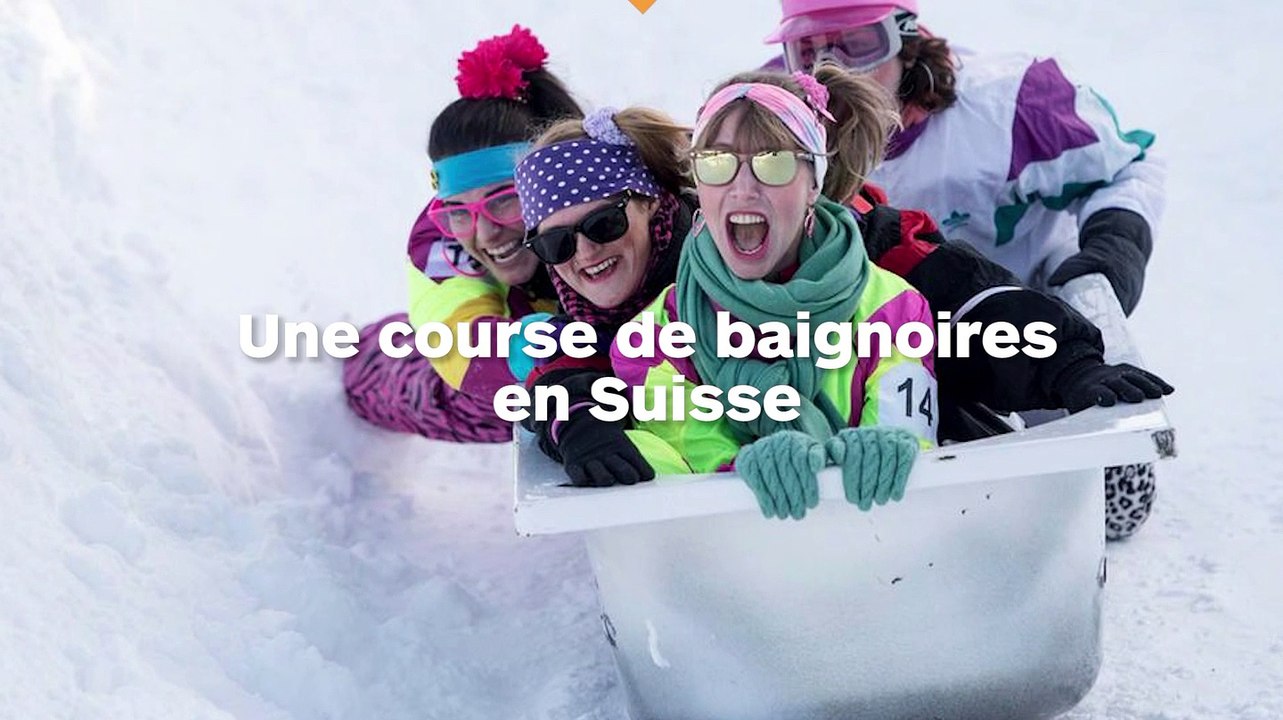 Une compétition de descente en baignoire organisée dans une station de ski suisse !