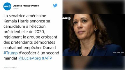 La sénatrice démocrate Kamala Harris annonce sa candidature à la Maison Blanche en 2020.