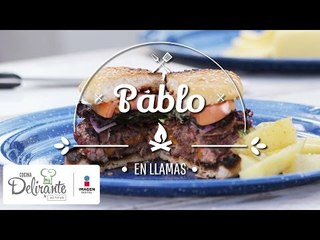 Hamburguesa rellena de queso cheddar | Cocina Delirante | Pablo en llamas
