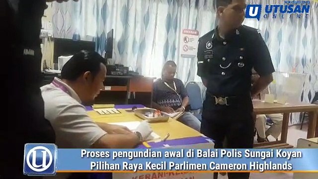 Proses pengundian awal di Balai Polis Sungai Koyan berjalan lancar