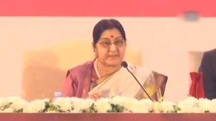 At Pravasi Bharatiya Divas, EAM Swaraj boasts of Indian-origin leaders