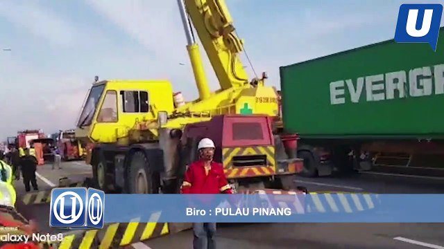 SUV akhirnya berjaya dinaikkan dari laut Jambatan P. Pinang pukul 5.50 petang