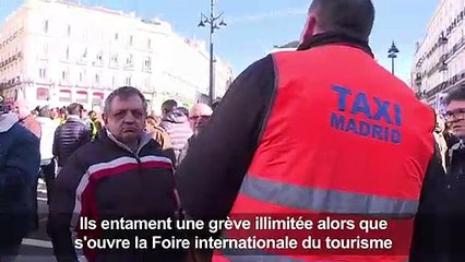 Madrid: les chauffeurs de taxi manifestent contre les VTC