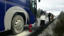 Muğla'da seyir halindeki yolcu otobüsünde yangın