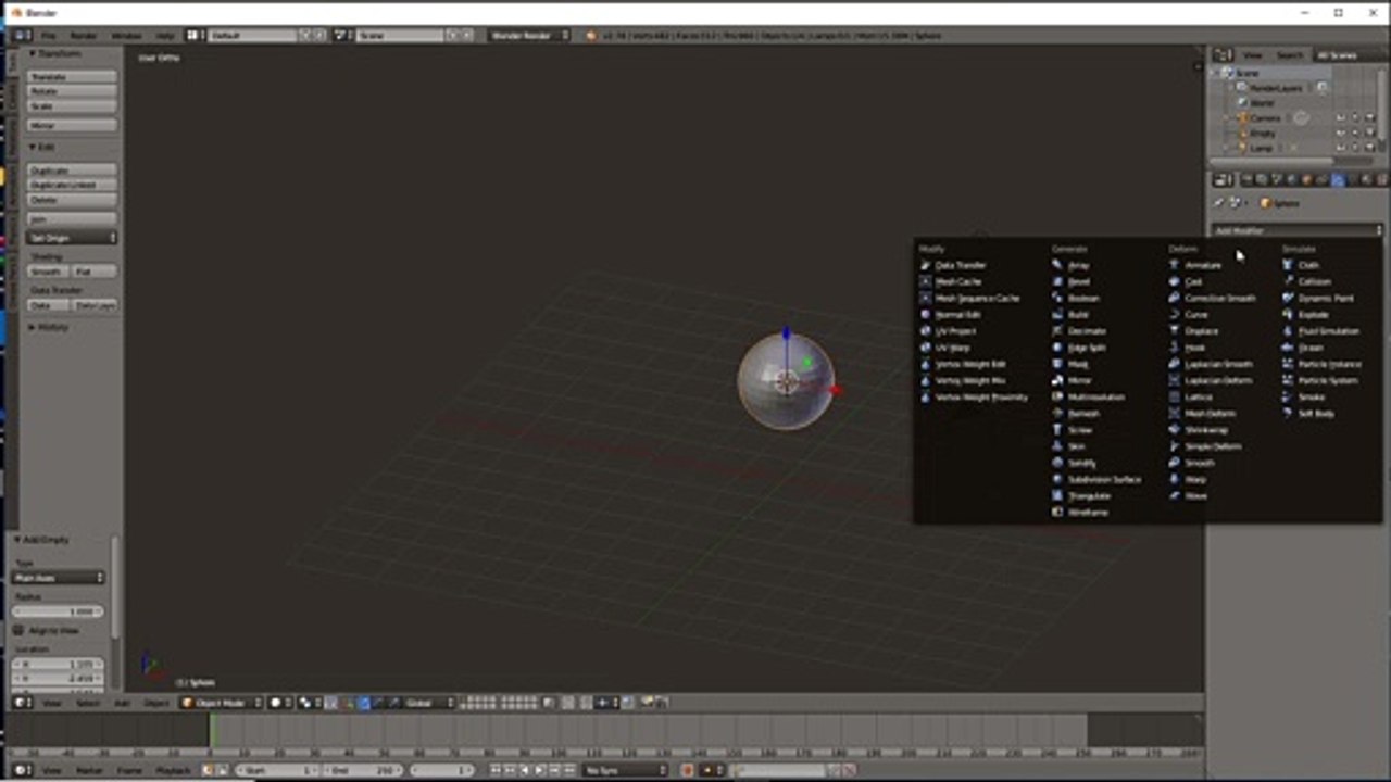 Blender Simple Deform stretch Modifier