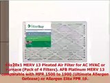 FilterBuy 16x20x1 MERV 13 Pleated AC Furnace Air Filter Pack of 4 Filters 16x20x1