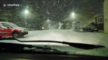 Driver navigates through harrowing blizzard conditions in Scottish Highlands