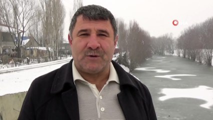 Muş'ta Dereler Dondu, Ağaçlar Buz Kesti