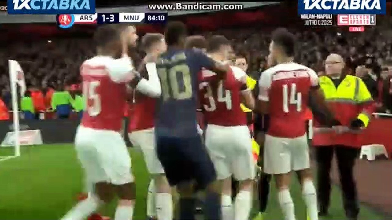 Rashford vs Kolosinac Fight - Arsenal 1-3 Manchester United 25.01.2019