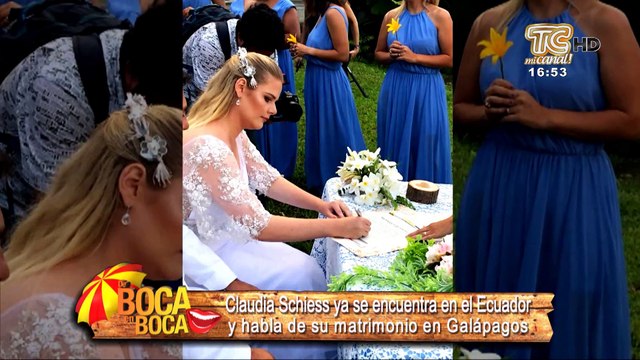 Claudia Schiess ya se encuentra en el Ecuador y habla de su matrimonio en Galápagos