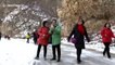 Spectacular drone video of frozen waterfalls forming on China’s Tianmen Mountain