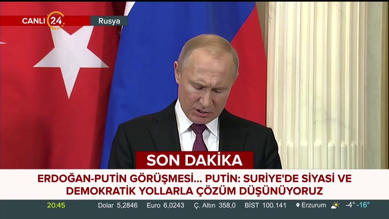 Başkan Erdoğan ve Rusya lideri Putin ortak açıklama yapıyor