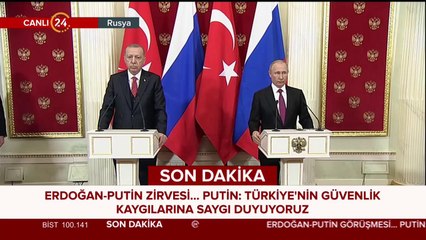 Başkan Erdoğan ve Rusya lideri Putin ortak açıklama yapıyor