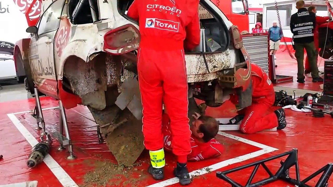 WRC 73 Rally Poland 2016 - 30 min Service of Stephane Lefebvre damaged Citroen WRC ( 720 X 1280 )
