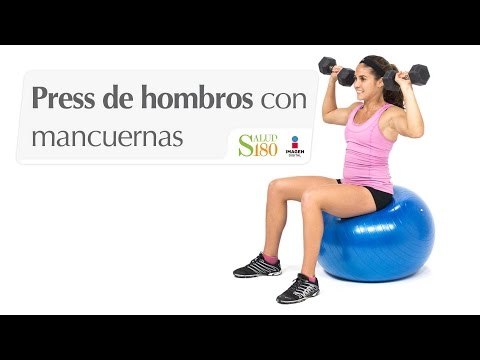Press de hombros con mancuernas y pelota suiza | Muévete | Salud180