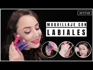RETO! MAQUILLAJE COMPLETO SOLO CON LABIALES | ActitudFEM