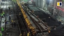 Chinese railway workers replace tracks in six hours