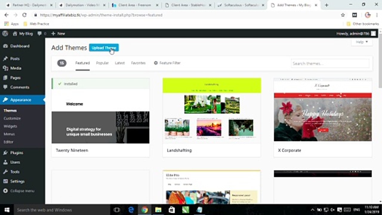 Wordpress - Tutorial  No 3 - How to Install a wordpress theme