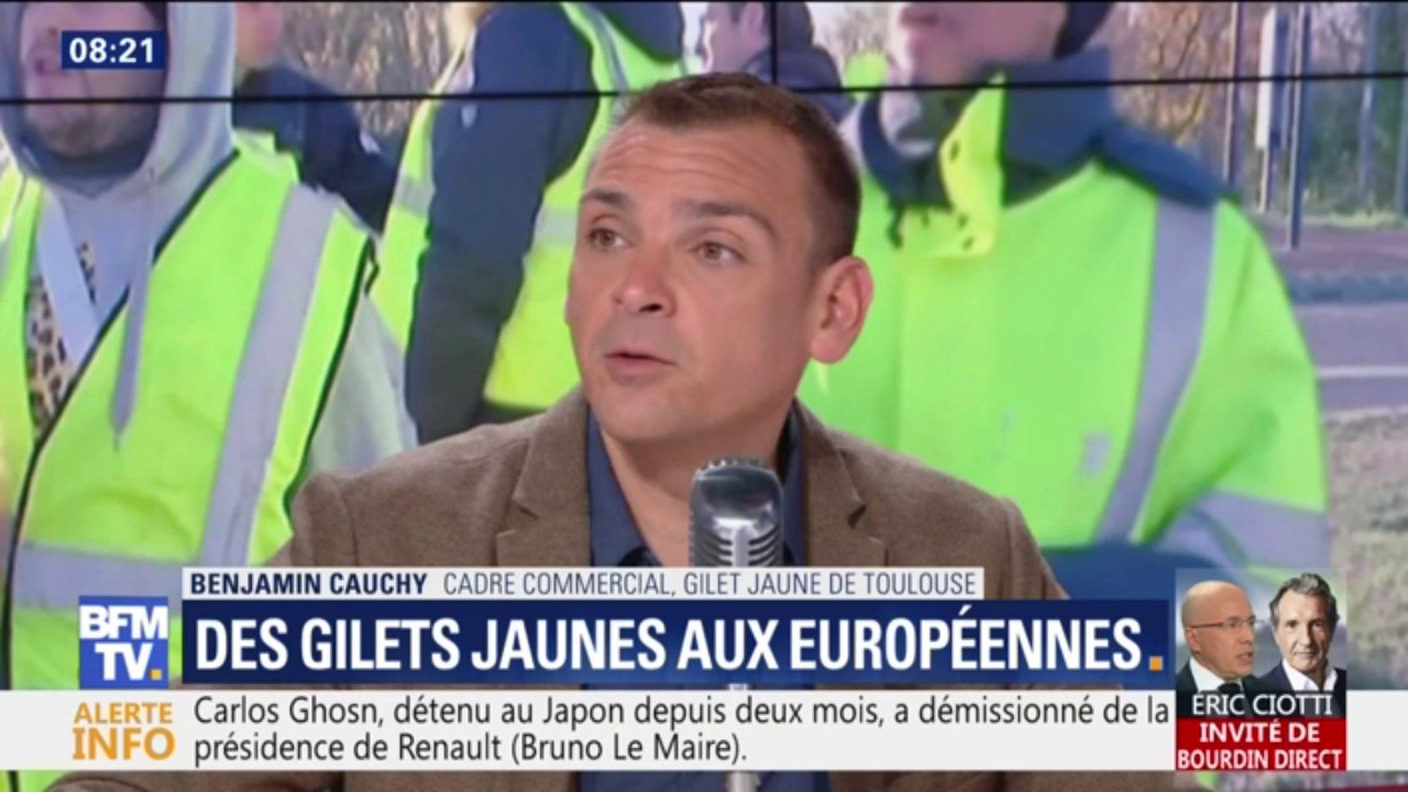 Européennes: "Les gilets jaunes de la liste 'RIC' viennent de me solliciter pour les rejoindre" affirme Benjamin Cauchy