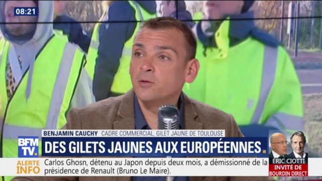 Européennes: Les gilets jaunes de la liste 'RIC' viennent de me solliciter pour les rejoindre affirme Benjamin Cauchy