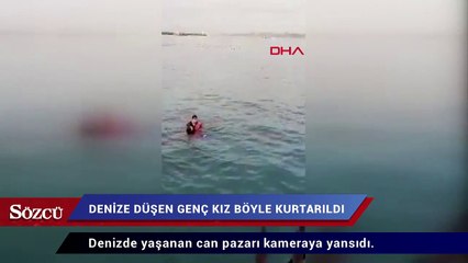 Polis denize düşen kızı böyle kurtardı