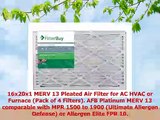 FilterBuy 16x20x1 MERV 13 Pleated AC Furnace Air Filter Pack of 4 Filters 16x20x1