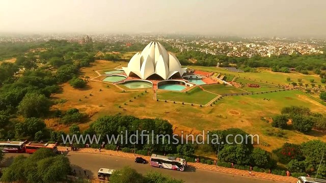 Lotus temple in Delhi, as seen aerially - World Heritage site_