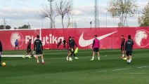 Entrenamiento del Sevilla tras la victoria ante el Barça en LaCopa (24-01-2019)