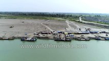 Railway Bridge on Brahmaputra River and Bogibeel Ferry Ghat near Dibrugarh