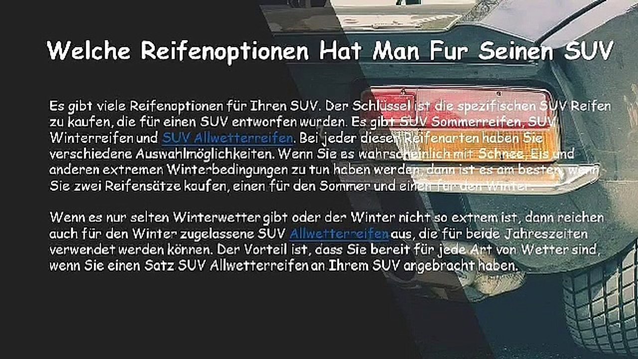 Welche Reifenoptionen Hat Man Fur Seinen SUV