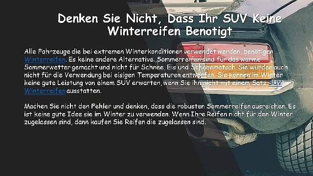 Denken Sie Nicht, Dass Ihr SUV Keine Winterreifen Benotigt