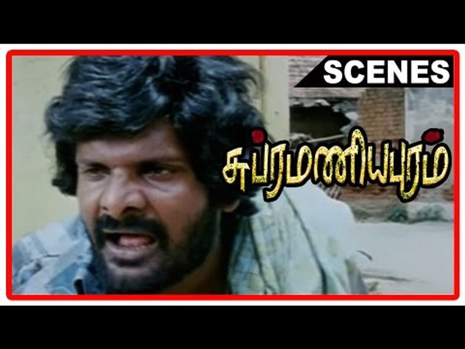 Subramaniapuram Tamil Movie Scenes Ganja Karuppu creates ruckus in front of locked house Maari
