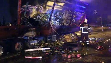 Adana'da refüje çarpan tır yandı: 1 ölü