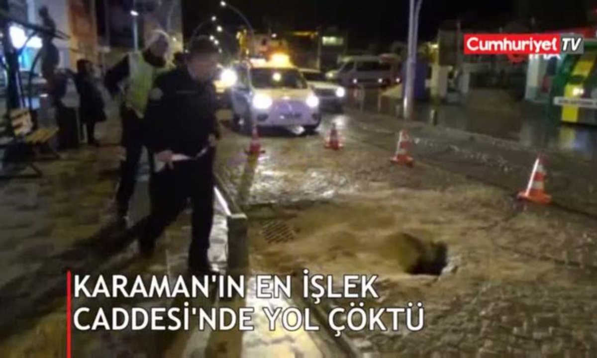 Karaman’ın en işlek caddesinde yol çöktü