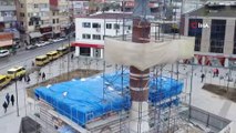 513 yaşındaki tarihi Selman Ağa Cami etrafı meydan düzenlemesinde gelinen son durum havadan görüntülendi