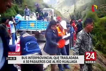 Tragedia en Huánuco: reportan 10 muertos tras caída de bus al río Huallaga