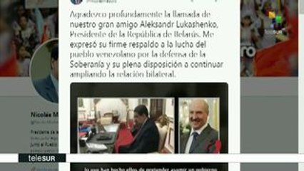 Maduro agradece a su homólogo de Belarús su firme respaldo