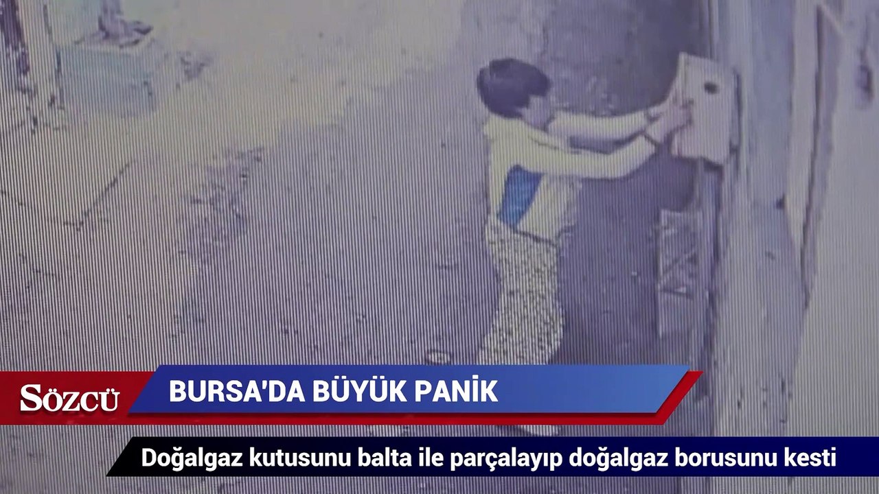 Doğalgaz kutusunu baltayla kıran kadın büyük panik yaşattı!