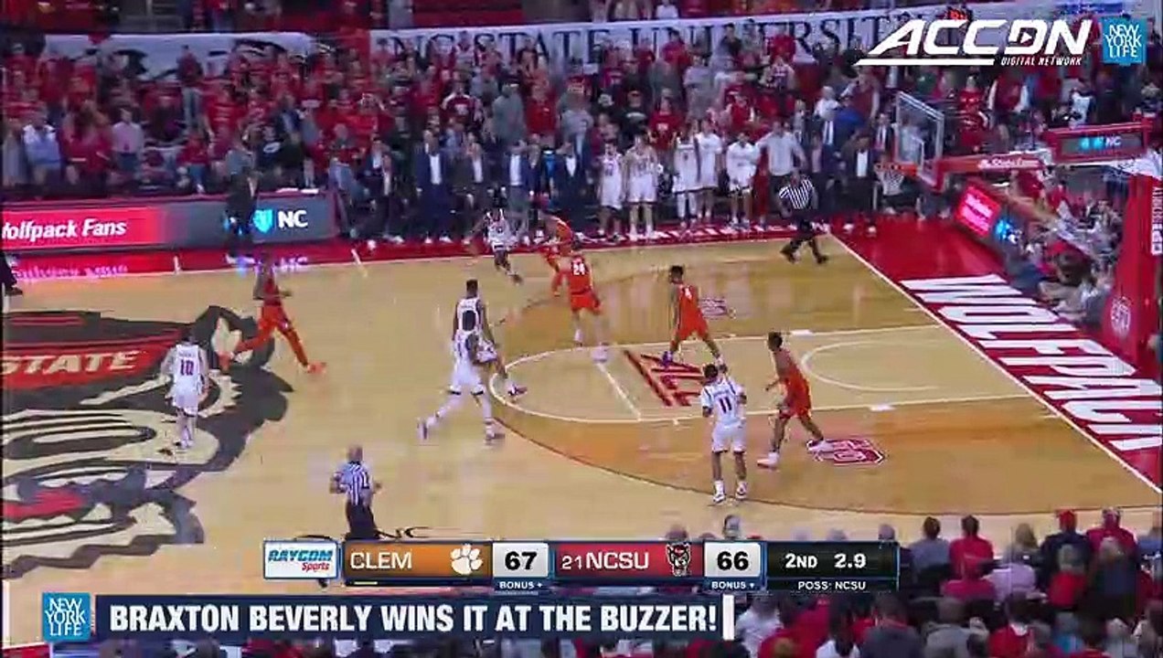 NC State's Braxton Beverly Drills Game-Winning Buzzer Beater vs. Clemson