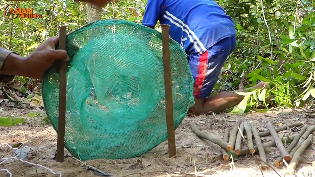 Primitive Technology - Easy Deep Hole Underground Python Snake Trap Using Nets Pure Made By Men