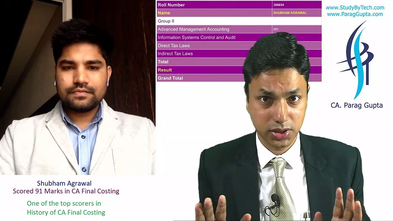 How to score 90+ marks in Costing-Interview of Parag Gupta sir's student-Shubham Agrawal
