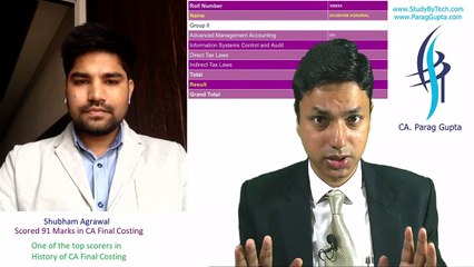 How to score 90+ marks in Costing-Interview of Parag Gupta sir's student-Shubham Agrawal