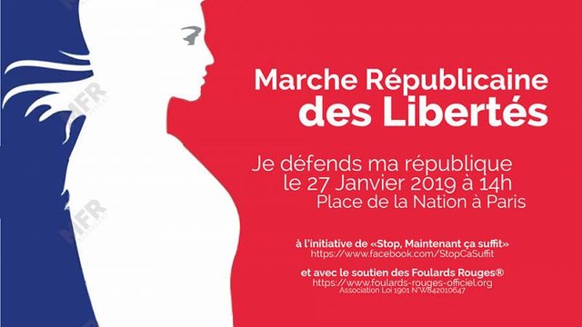 Thousands of 'foulards rouges' protest against the gilets jaunes in Paris