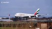 Emirates pilot skilfully lands Airbus A380 despite near-50mph winds at Manchester Airport