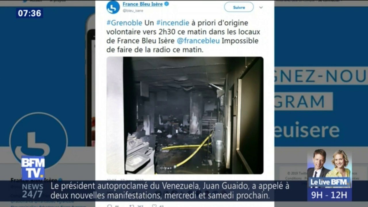La station de radio France Bleu Isère incendiée...