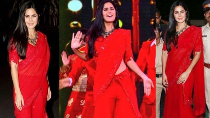 Katrina Kaif steals the lime light in Red Saree at Umang Awards 2019 | FilmiBeat