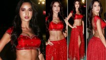 Nora Fatehi looks Super hot in Red outfit at Umang 2019 Awards | FilmiBeat